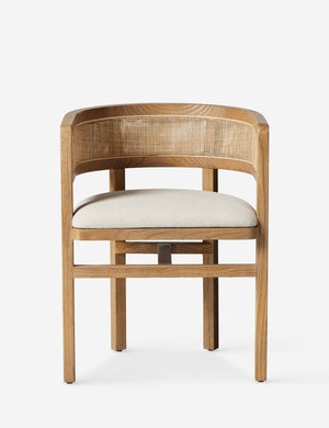 Dining Armchair with Cane Backrest and Light Wood Frame