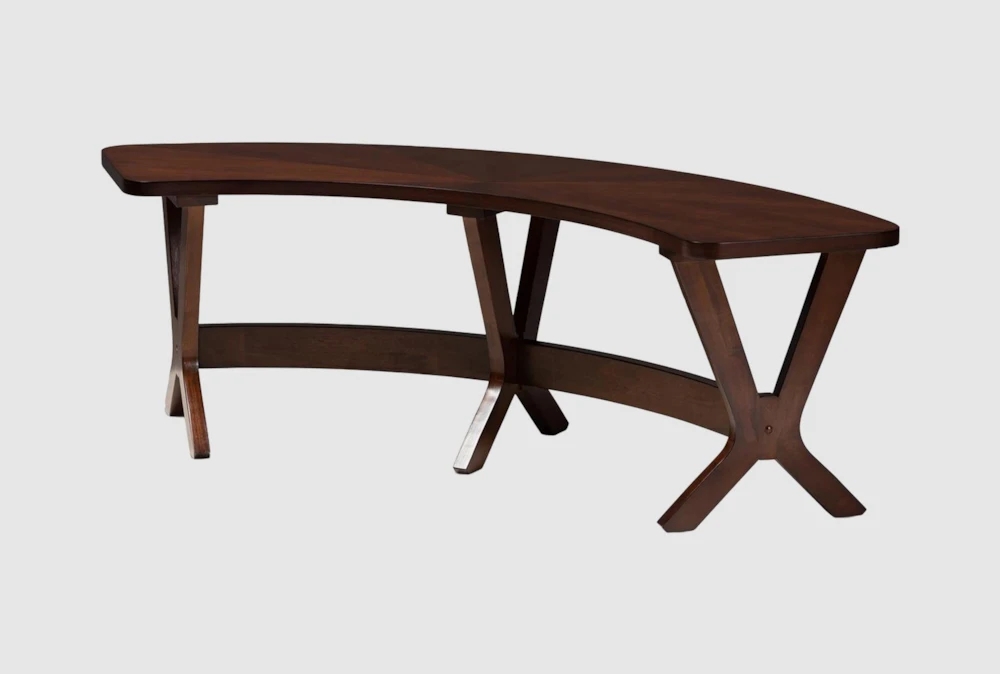 Dining Bench in Walnut Brown with Crescent Curved Seat