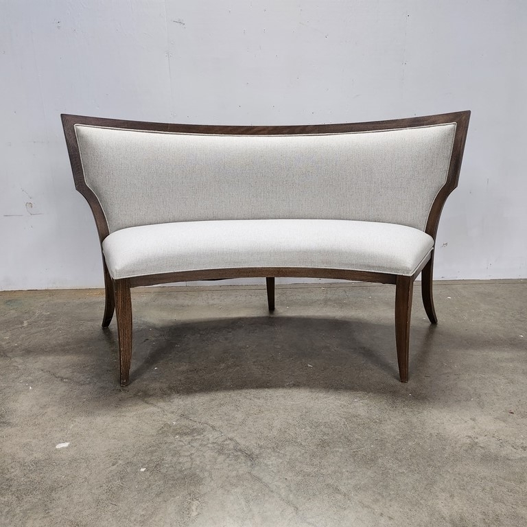 Dining Bench with Winged Silhouette and Exposed Wood
