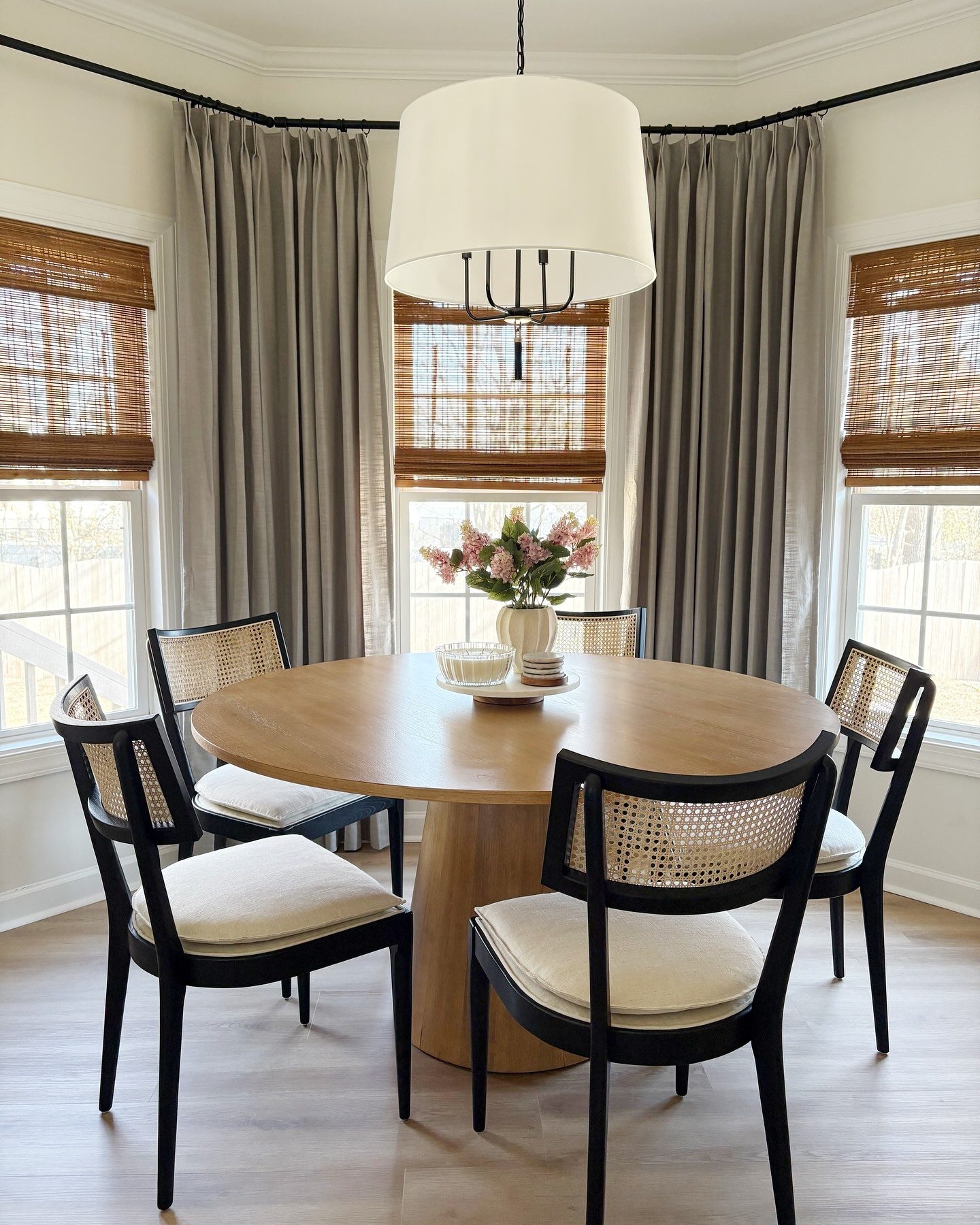 Dining Chair: Curved Cane Back with Cream Cushion