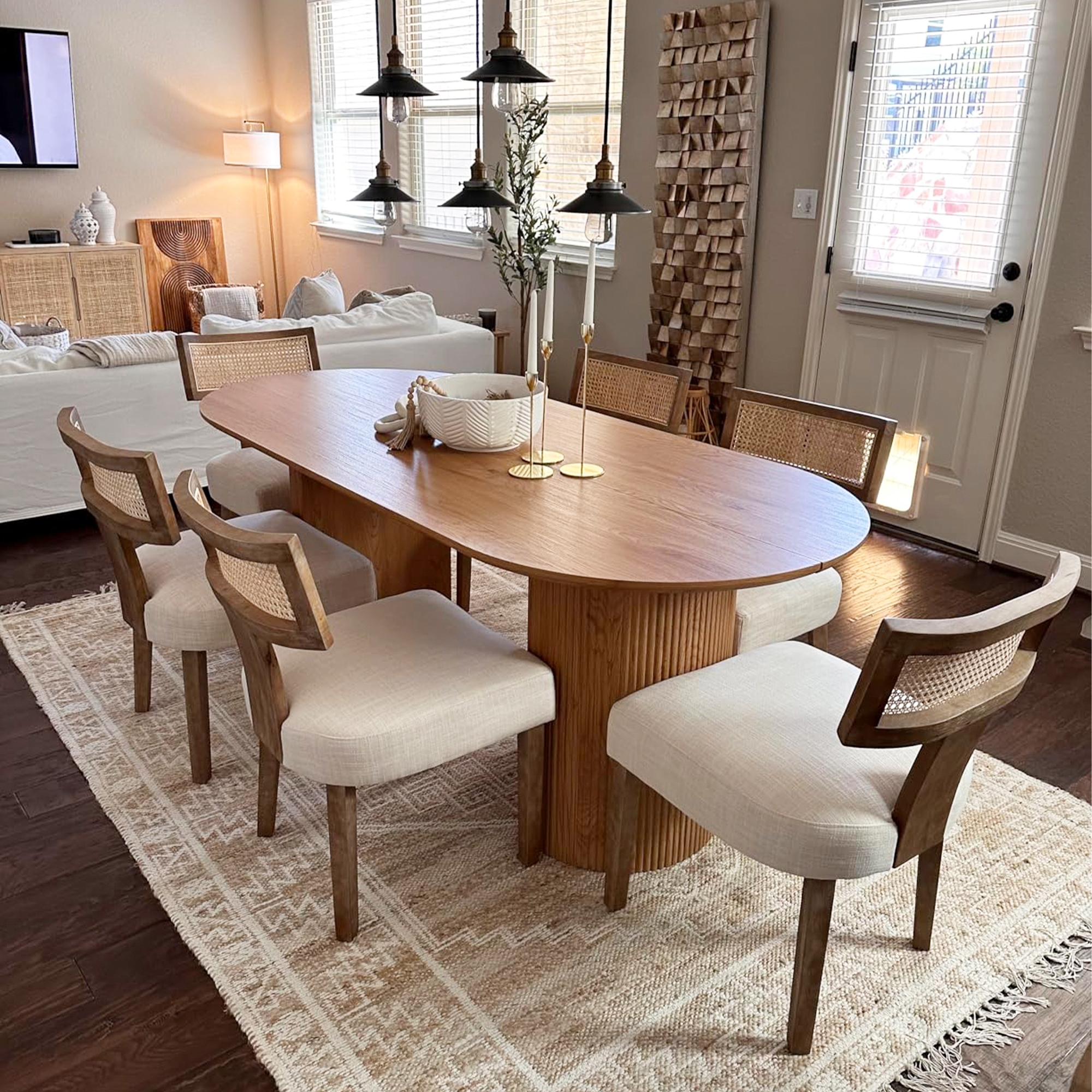 Dining Chair: Fluted Table Base and Rattan Backrest