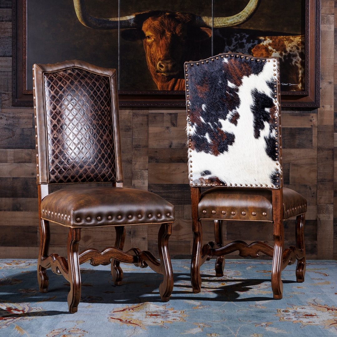 Dining Chair Hair On Hide with Diamond Quilted Back
