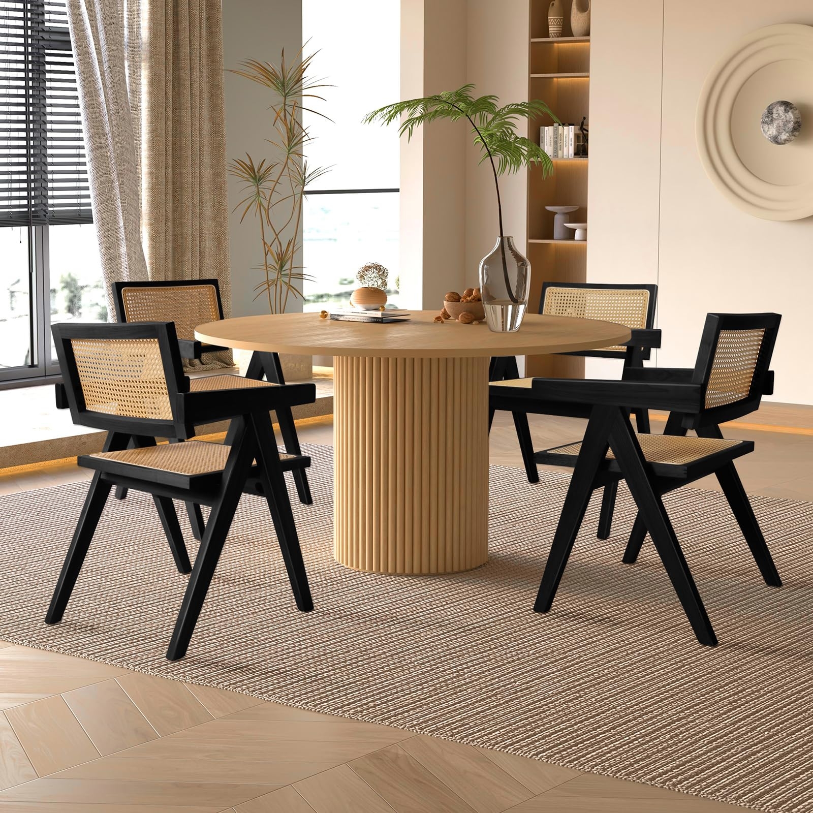 Dining Chair: Matte V-Leg Rattan Armchair Styling
