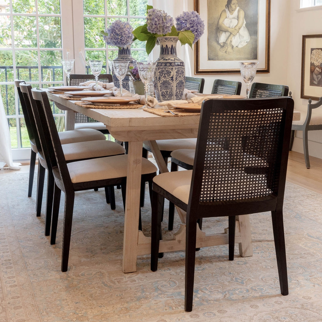 Dining Chair: Oyster Linen Seat and Matte Black Frame