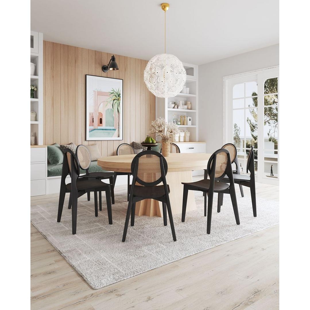 Dining Chair: Round Cane Back and Matte Black Frame