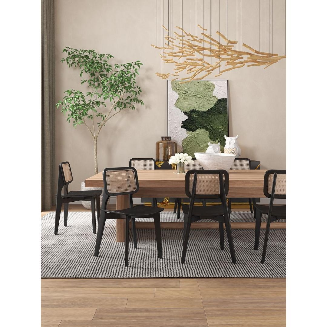 Dining Chair: Square Silhouette with Natural Cane Back