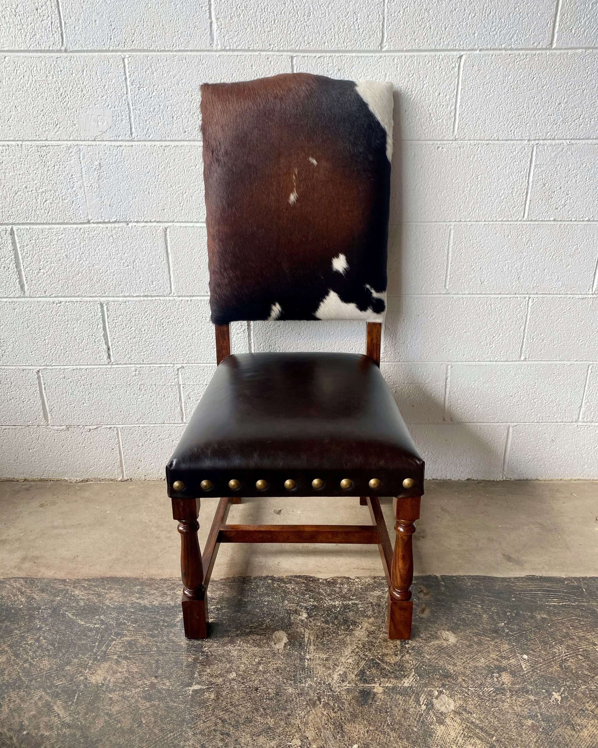 Dining Chair Turned Spindle Legs Hair On Hide Backrest