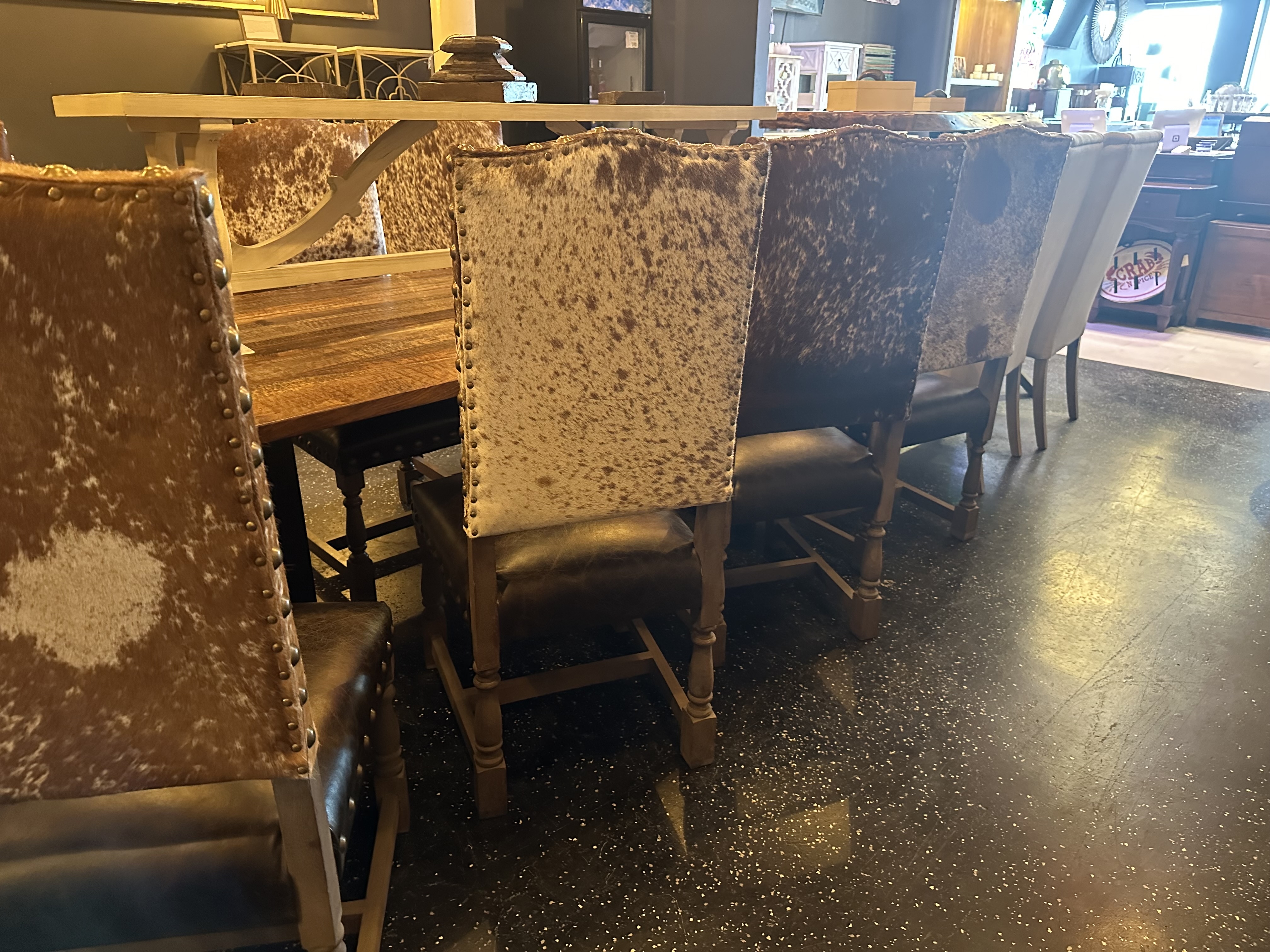 Dining Chair Turned Wood Legs Western Ranch Seating