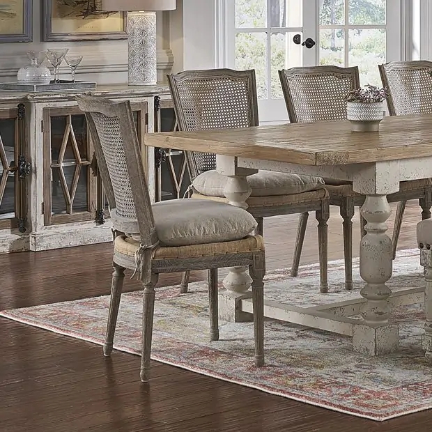 Dining Chair: Weathered Grey Wood and Fluted Legs