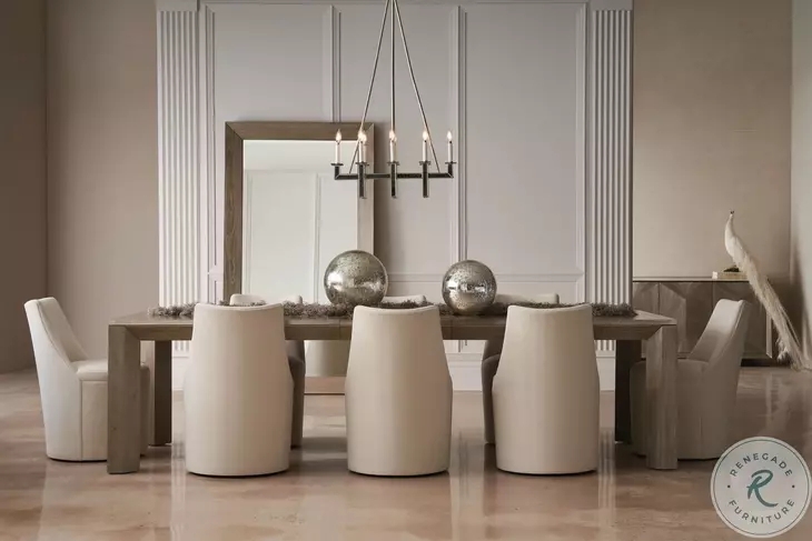 Dining Chair with Floor Length Upholstery in Cream White