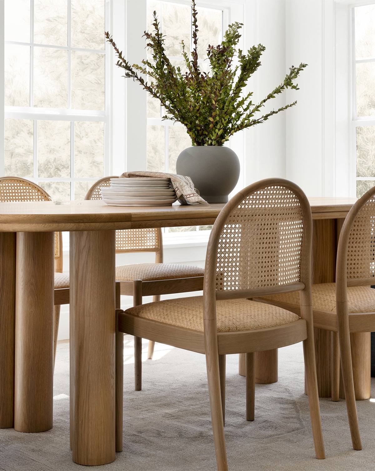Dining Chair: Woven Rush Seat and Natural Backrest