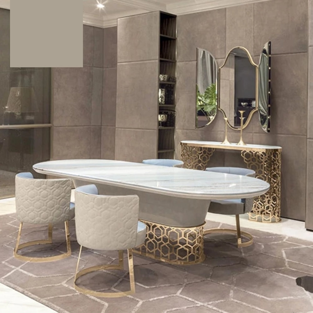 Dining Set Honeycomb Metal Pedestal Quilted Hexagonal Glam