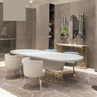 Dining Set Honeycomb Metal Pedestal Quilted Hexagonal Glam