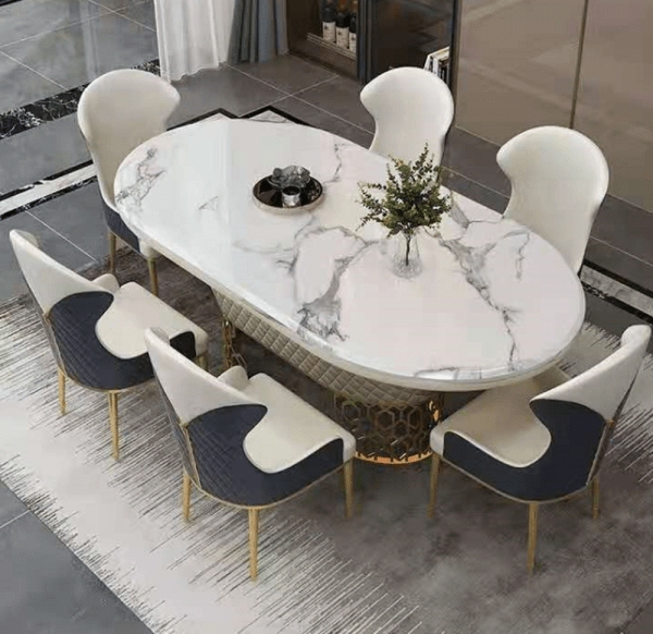 Dining Set Honeycomb Pedestal Two Tone Quilted Chairs Gold