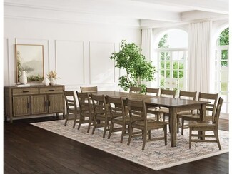 Dining Set: Weathered Grey twelve person dining set