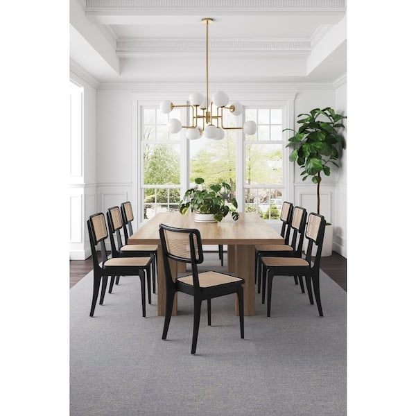 Dining Side Chair: Natural Cane Inlay and Tapered Legs