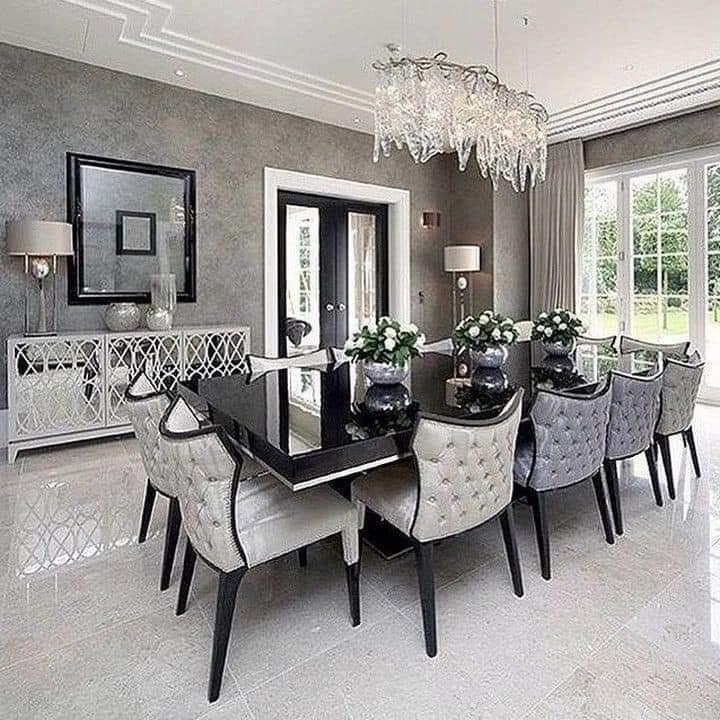 Dining Table: Glossy Black 12 seater square dining table