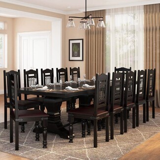 Dining Table Set: Espresso Pedestal Base 12 seater pedestal