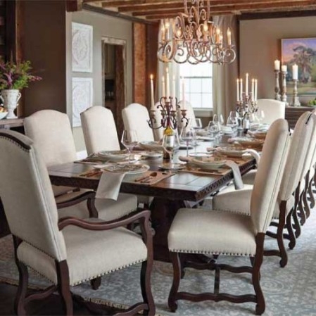 Dining Table Set: Nailhead Trim Traditional 12 seater set