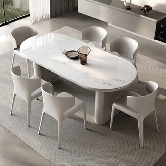 Dining Table Set Pedestal Pillar Base Grey Marble Wayfair