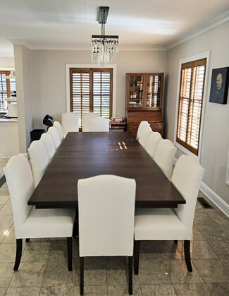Dining Table: White High Back Chairs 10 seater dining table