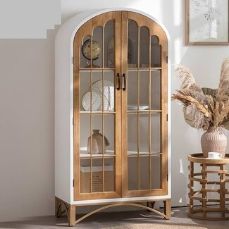 Display Cabinet: Arched Scalloped Mullion Japandi Hutch