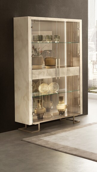 Display Cabinet with Geometric Base and Central Drawer