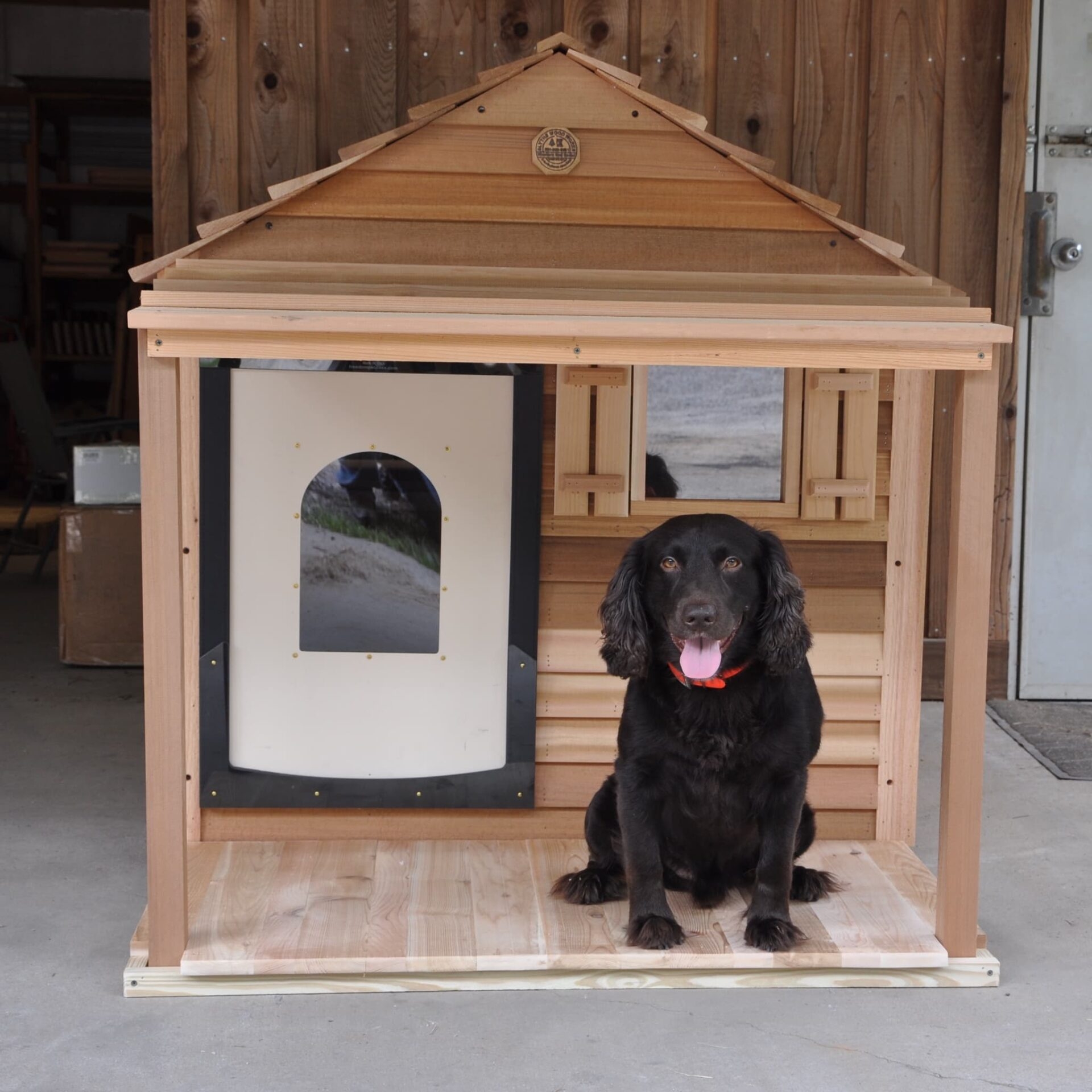 Dog House: Large Dog House With Porch And Decorative Shutters