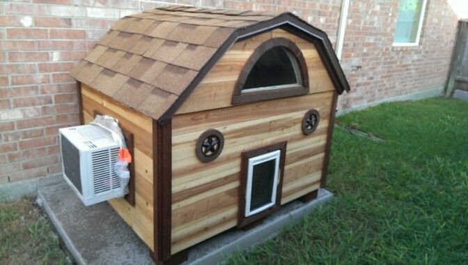 Dog House: Rustic Barn Style Pet House With Star Medallions