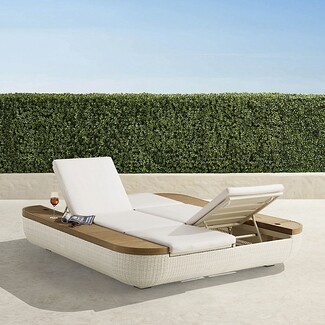 Double Chaise Lounge Design Featuring Beverage Tubs Dual Chaise