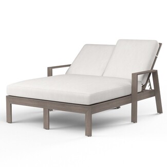 Double Chaise Lounge in Weathered Gray Finish Gray Lounger