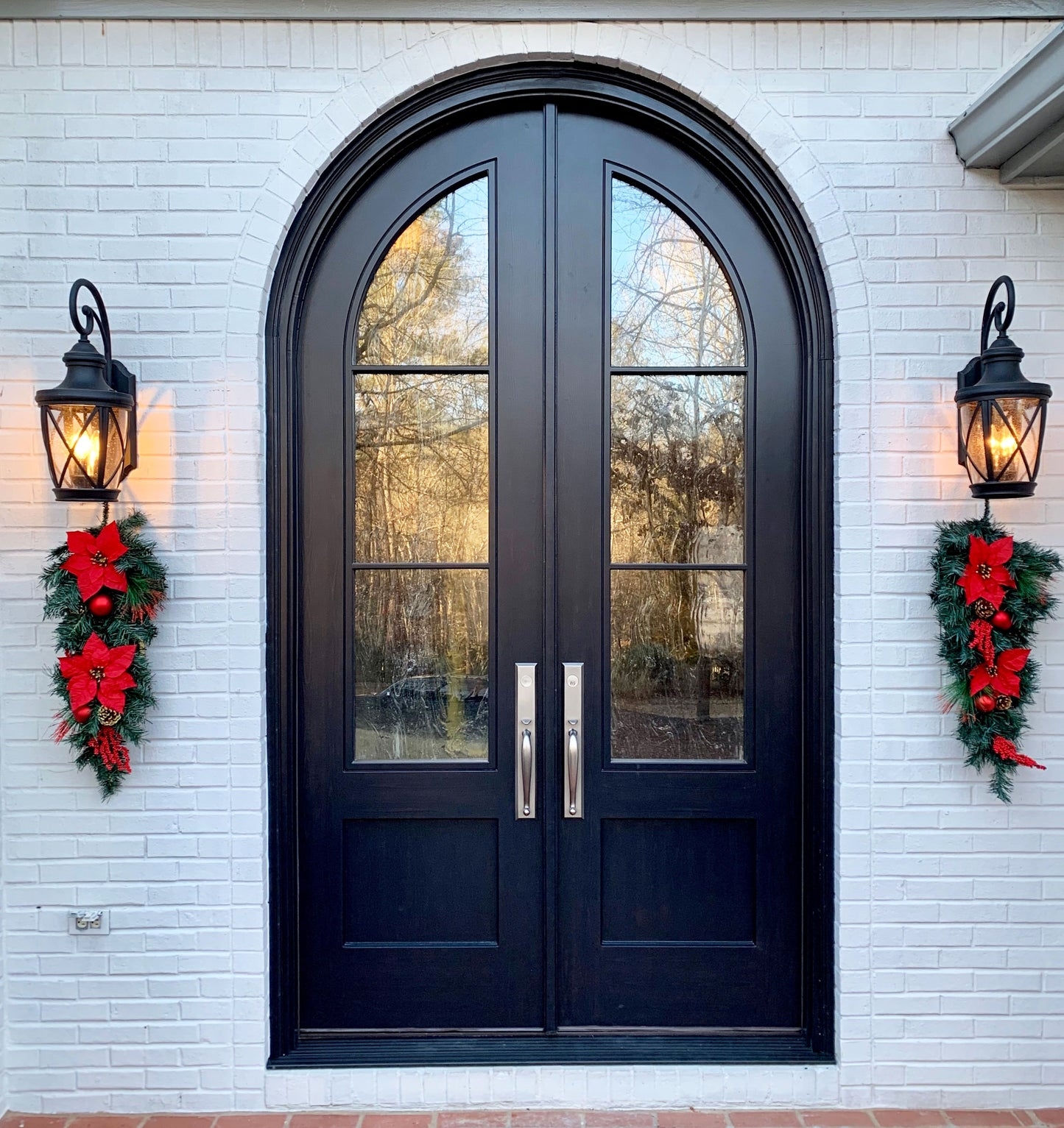 Double Entry Doors 3 Lite Configuration Matte Black
