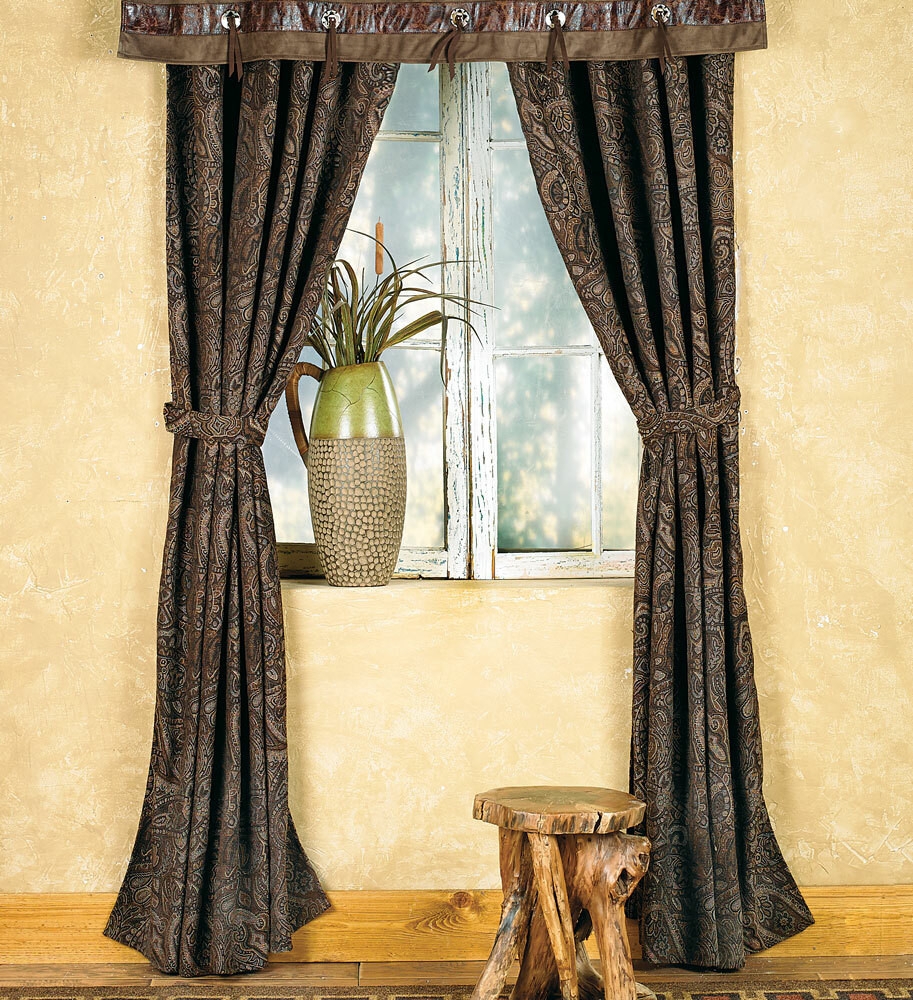 Drapes Paisley Pattern Leather Like Concho Accents