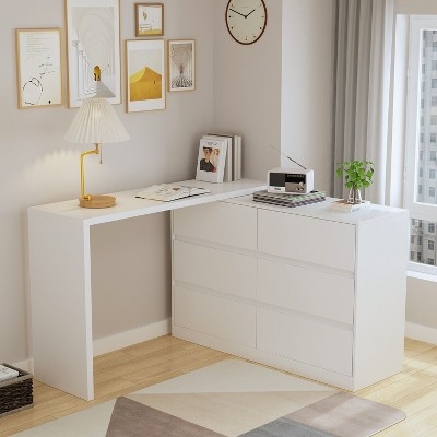 Dresser Desk Combo L-Shaped Integrated Desk and Storage Unit