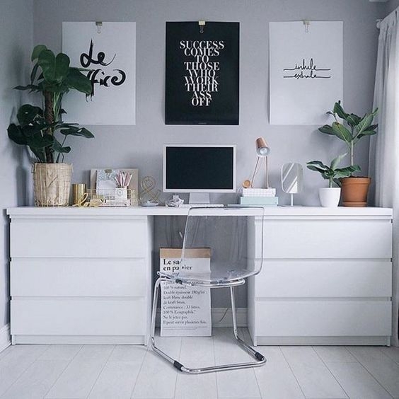 Dresser Desk Dual Dresser Base Handleless Drawer Office Desk