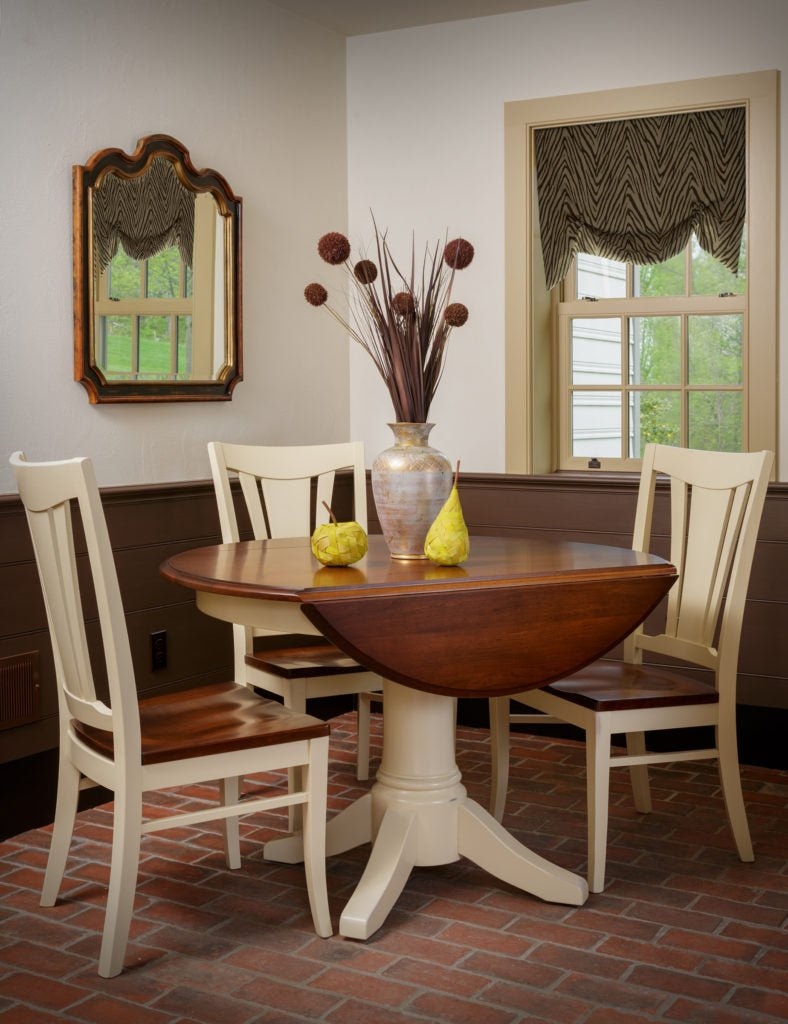 Drop Leaf Dining Set with Pedestal Base and Two-Tone Finish