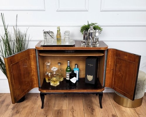 Dry Bar Cabinet Cabriole Legs Mid-Century Italian Art Deco Bar