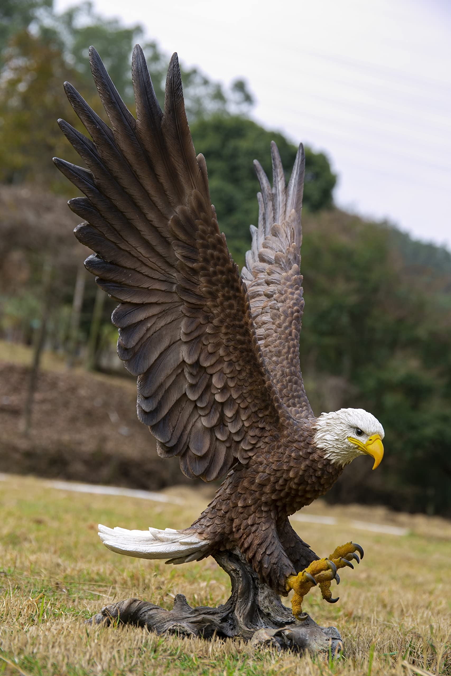 Eagle Statue Flying Spread Wings Realistic Plumage Naturalistic