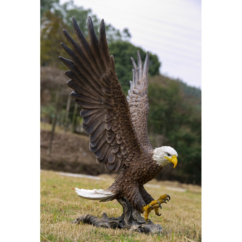 Eagle Statue Large Garden Statue Landing Pose Branch Base Naturalist