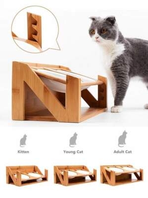 Elevated Cat Feeder Adjustable Height Ergonomic Bowl Stand