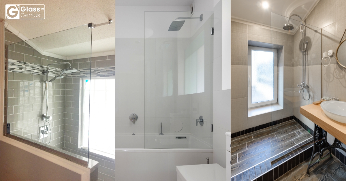 Enclosure with Half Wall Base and Mixed Tile Shower Design