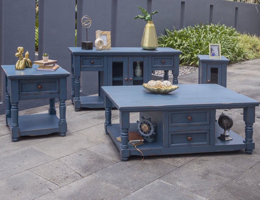 End Table with Turned Legs & Distressed Matte Finish