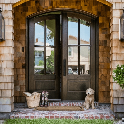Entry Door Dark Espresso Finish Multi-Lite Panes
