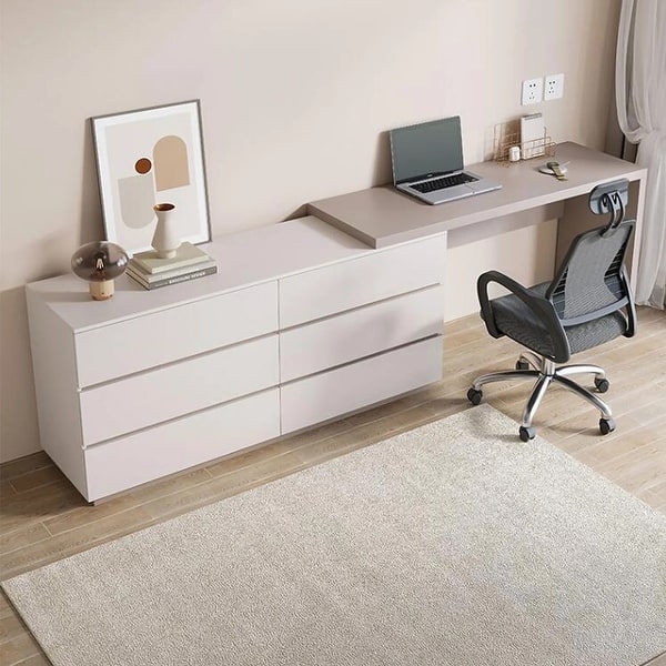 Extendable Dresser Desk: Neutral Tone Neutral Tone Office