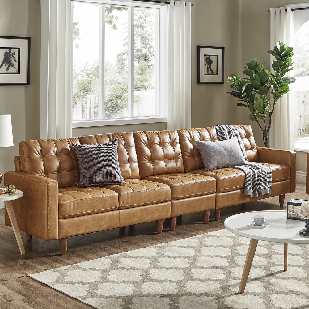 Extra Long Sofa with Grid Tufting and Large Living Room Seating