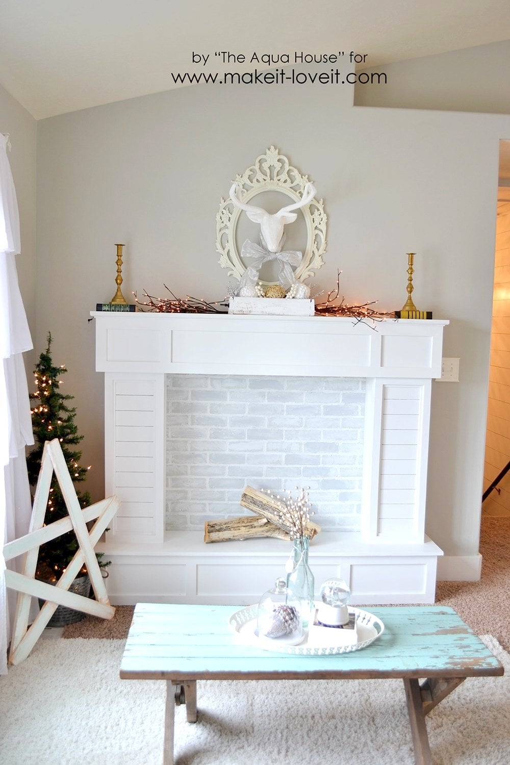 Faux Fireplace: White Faux Fireplace With Hearth Design