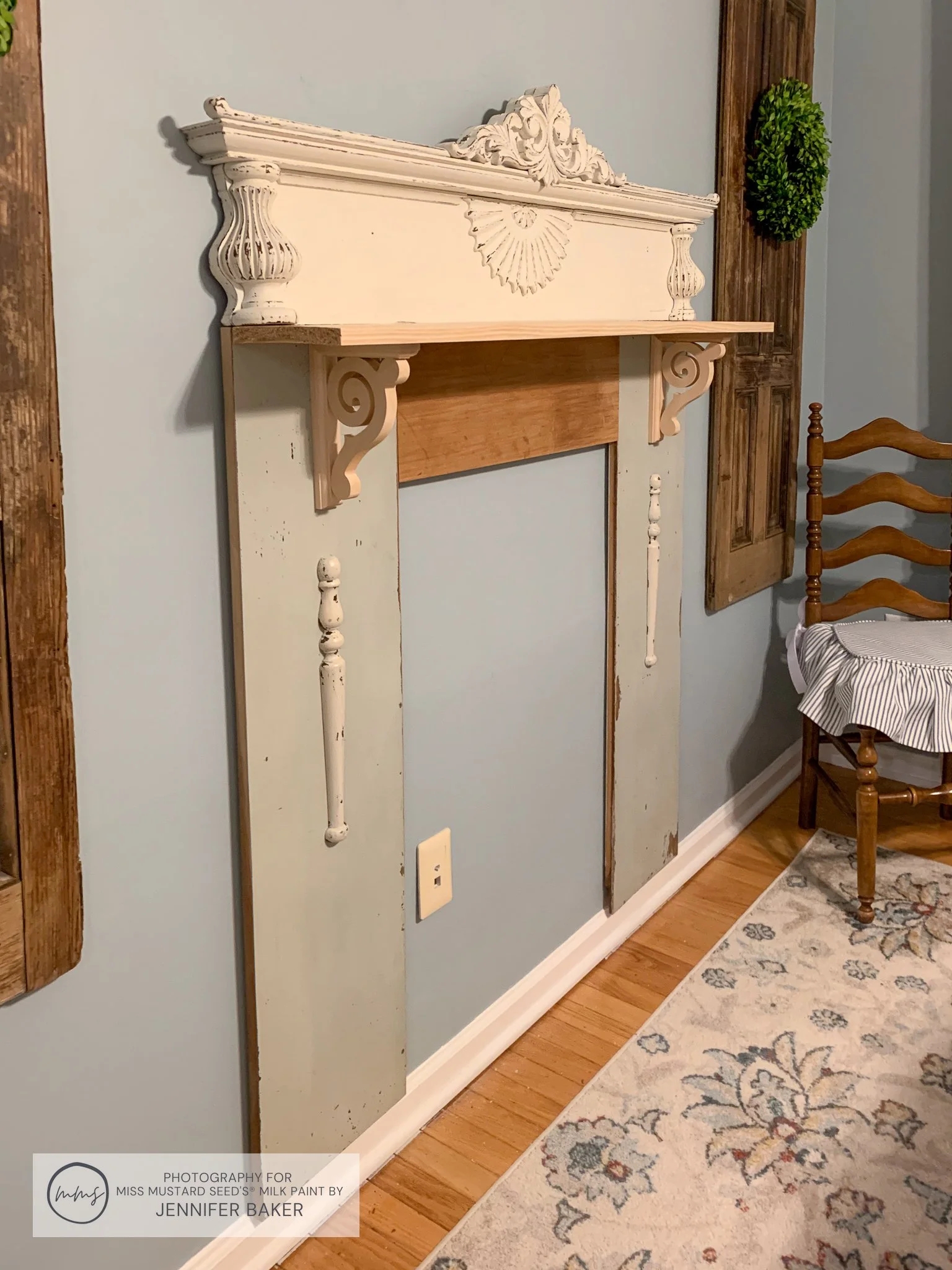 Faux Mantle: Ornate Architectural Pediment Farmhouse