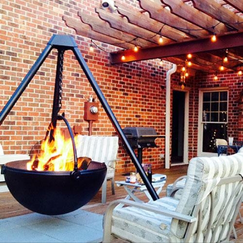 Fire Pit 36 Inch Diameter Tripod Base Lodge Style Decor