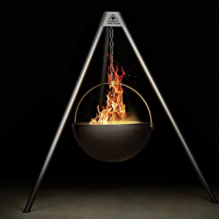 Fire Pit Adjustable Chain Hanging Cauldron Matte Black