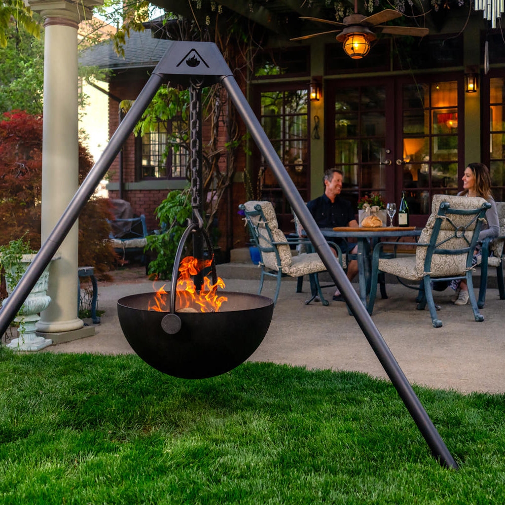 Fire Pit Flame Logo Cutout Suspended Cauldron Luxury Pit